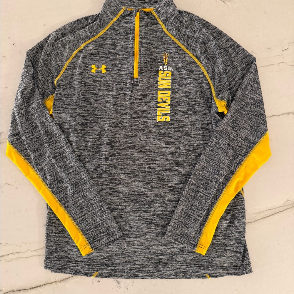 Arizona State Sun Devils Under Armour Sweater Mens Large Loose Gray Quarter Zip